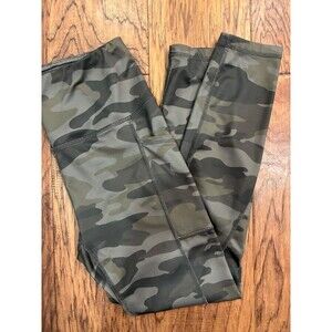 Reebok High Waist Green Camo Athletic Ankle Leggings Womens Small